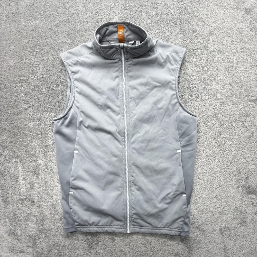 Peter Millar Vest Youth M Gray Puffer Jacket Full Zip Lined Pockets Insulated